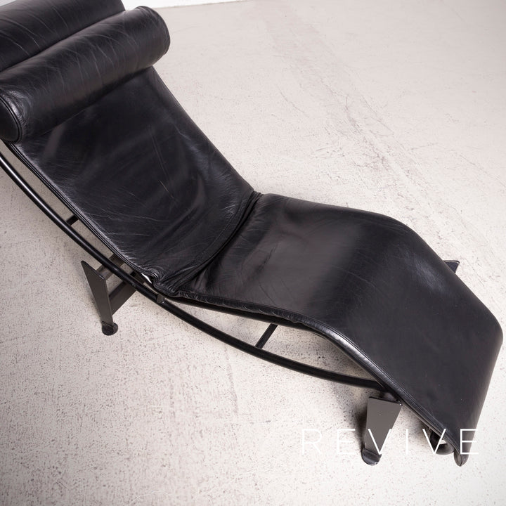 Cassina Le Corbusier LC 4 Leather Lounger Black Genuine Leather Armchair Feature #7920