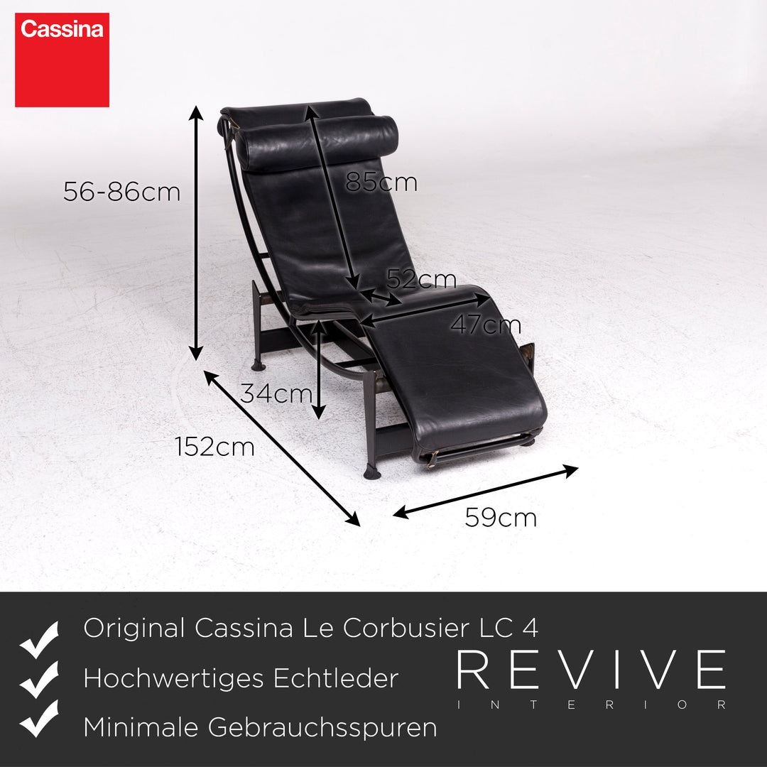 Cassina Le Corbusier LC 4 Leder Liege Schwarz Relax Funktion #9444