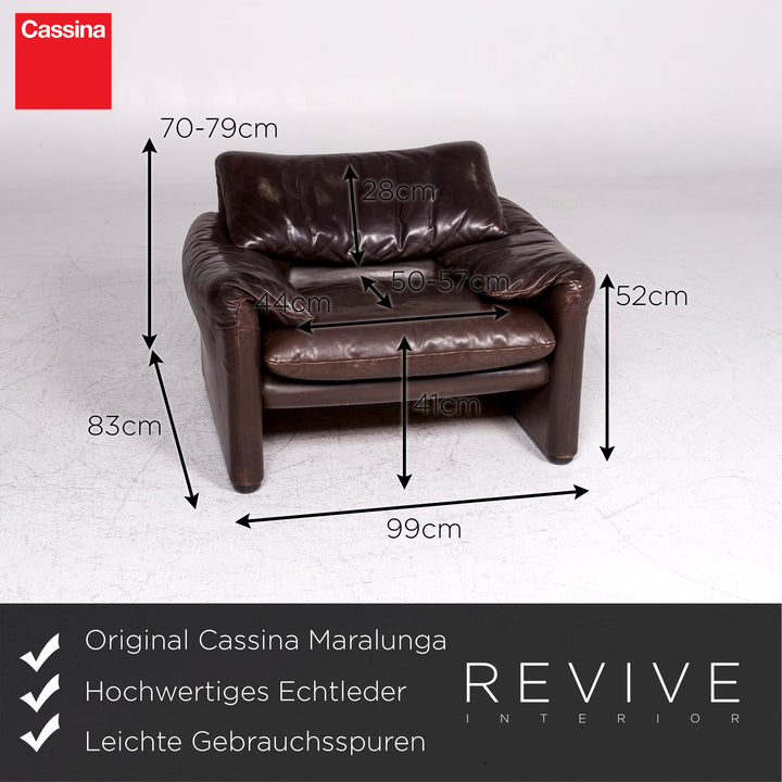 Cassina Maralunga Designer Leder Sofa Garnitur Braun 2x Zweisitzer 1x Sessel 1x Hocker #9363