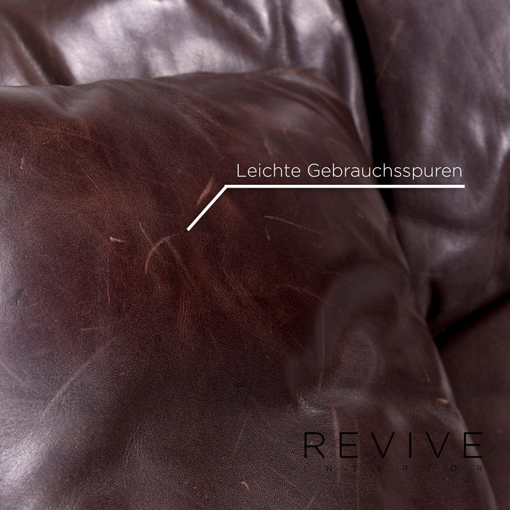 Cassina Maralunga Designer Leder Sofa Garnitur Braun 2x Zweisitzer 1x Sessel 1x Hocker #9363