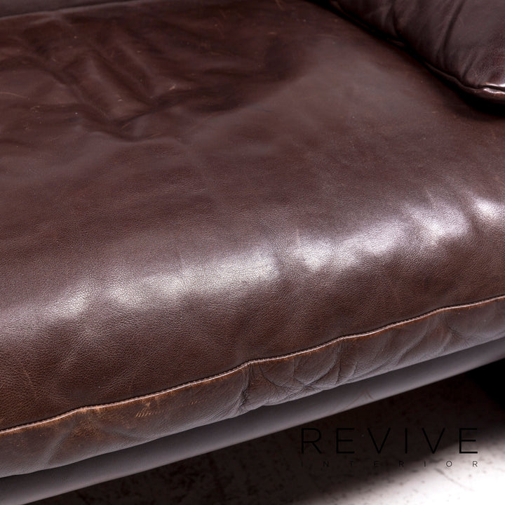 Cassina Maralunga Designer Leder Sofa Garnitur Braun 2x Zweisitzer 1x Sessel 1x Hocker #9363