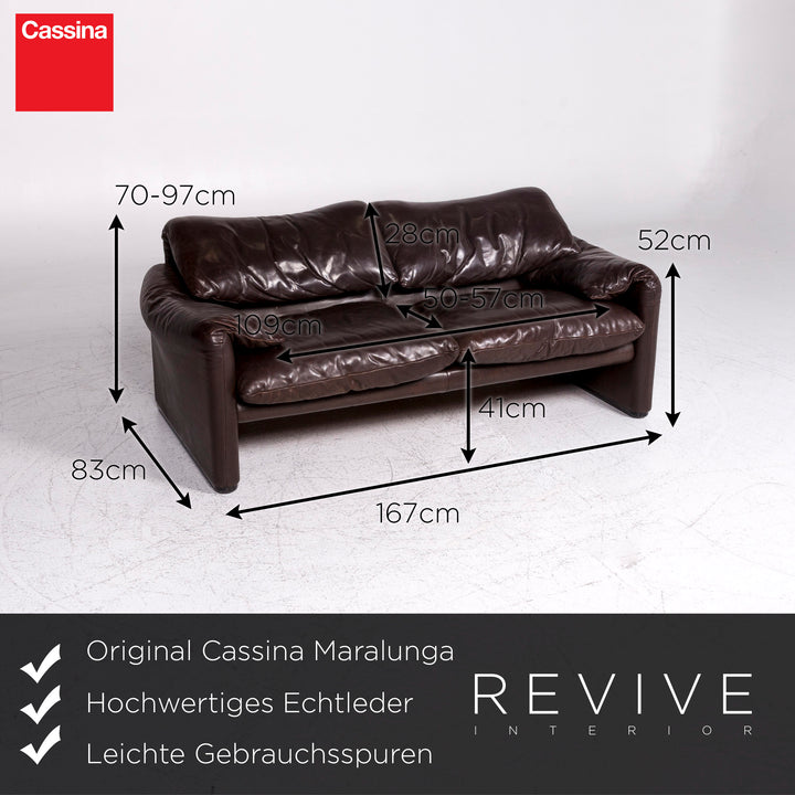 Cassina Maralunga Designer Leder Sofa Garnitur Braun 2x Zweisitzer 1x Sessel 1x Hocker #9363