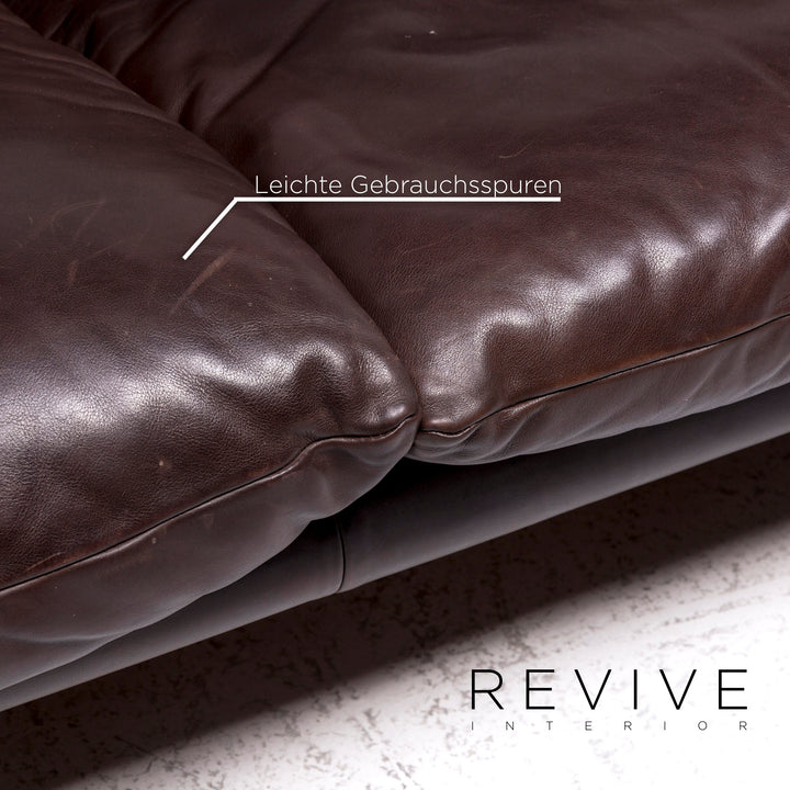 Cassina Maralunga Designer Leder Sofa Garnitur Braun 2x Zweisitzer 1x Sessel 1x Hocker #9363
