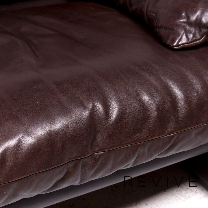 Cassina Maralunga Designer Leder Sofa Garnitur Braun 2x Zweisitzer 1x Sessel 1x Hocker #9363
