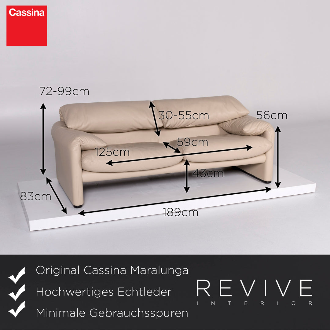 Cassina Maralunga Leder Sofa Beige Zweisitzer Funktion Couch #10111
