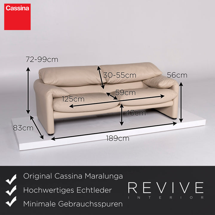 Cassina Maralunga Leder Sofa Beige Zweisitzer Funktion Couch #10111