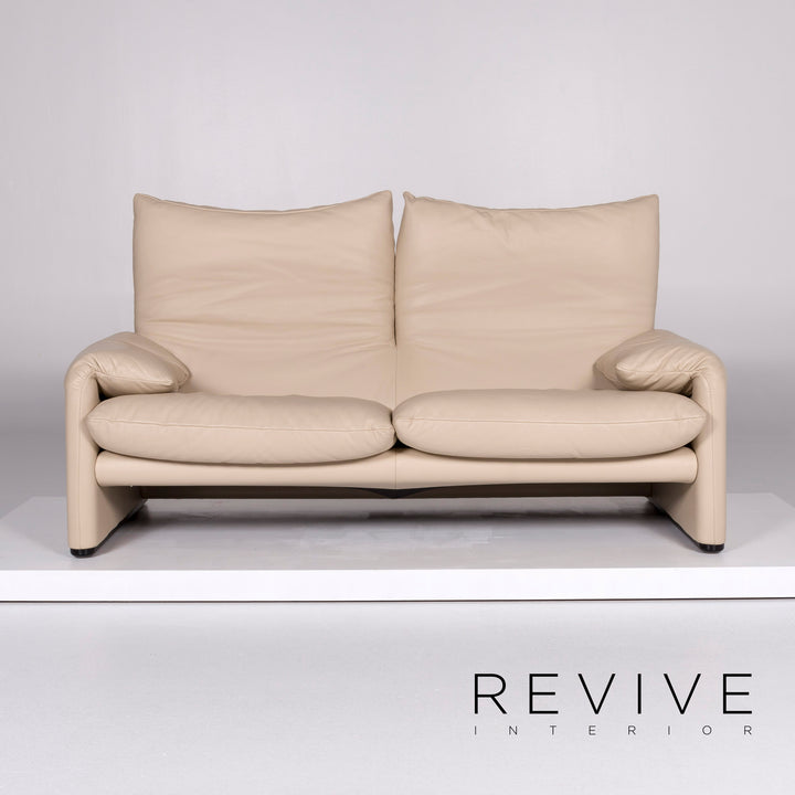 Cassina Maralunga Leder Sofa Beige Zweisitzer Funktion Couch #10111