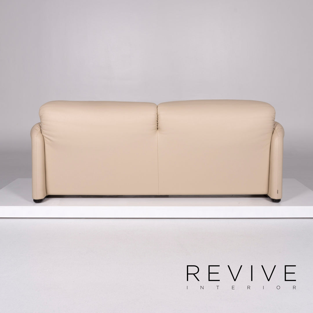 Cassina Maralunga Leder Sofa Beige Zweisitzer Funktion Couch #10111