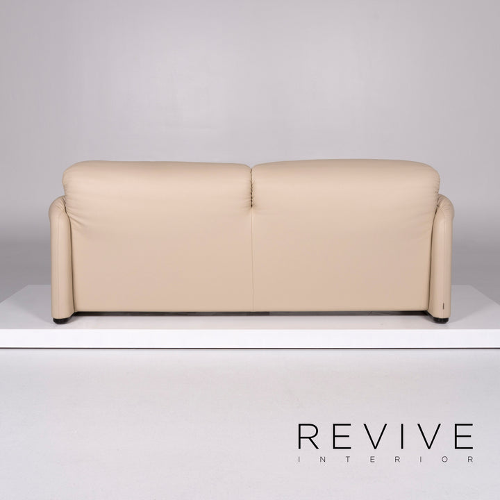 Cassina Maralunga Leder Sofa Beige Zweisitzer Funktion Couch #10111