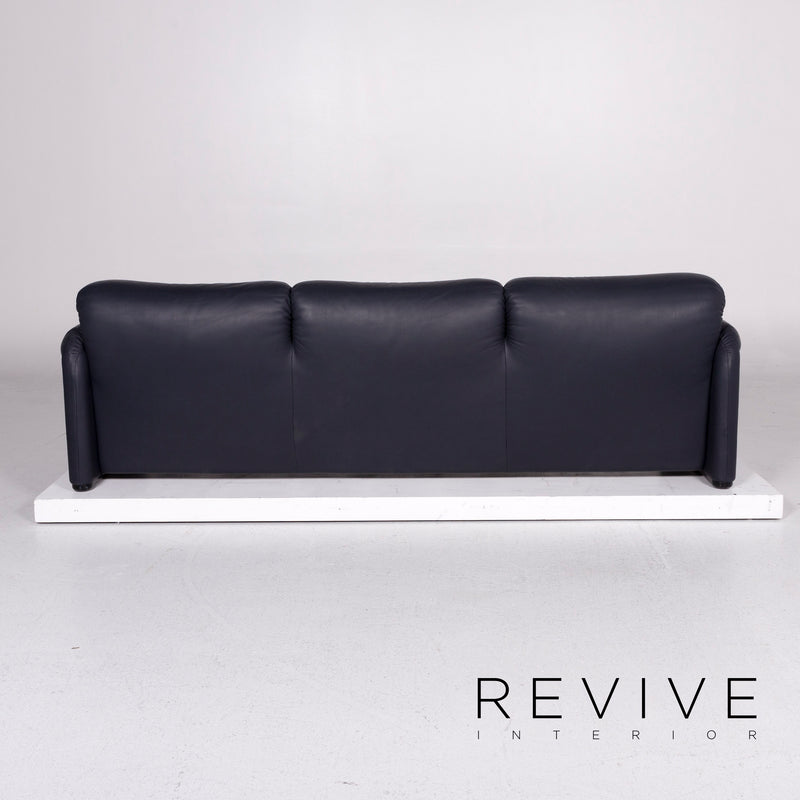 Cassina Maralunga Leder Sofa Blau Dunkelblau Dreisitzer Couch 