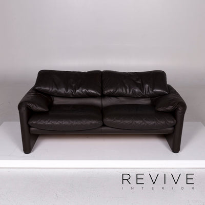 Cassina Maralunga Leder Sofa Braun Dunkelbraun Zweisitzer Funktion Couch #11387