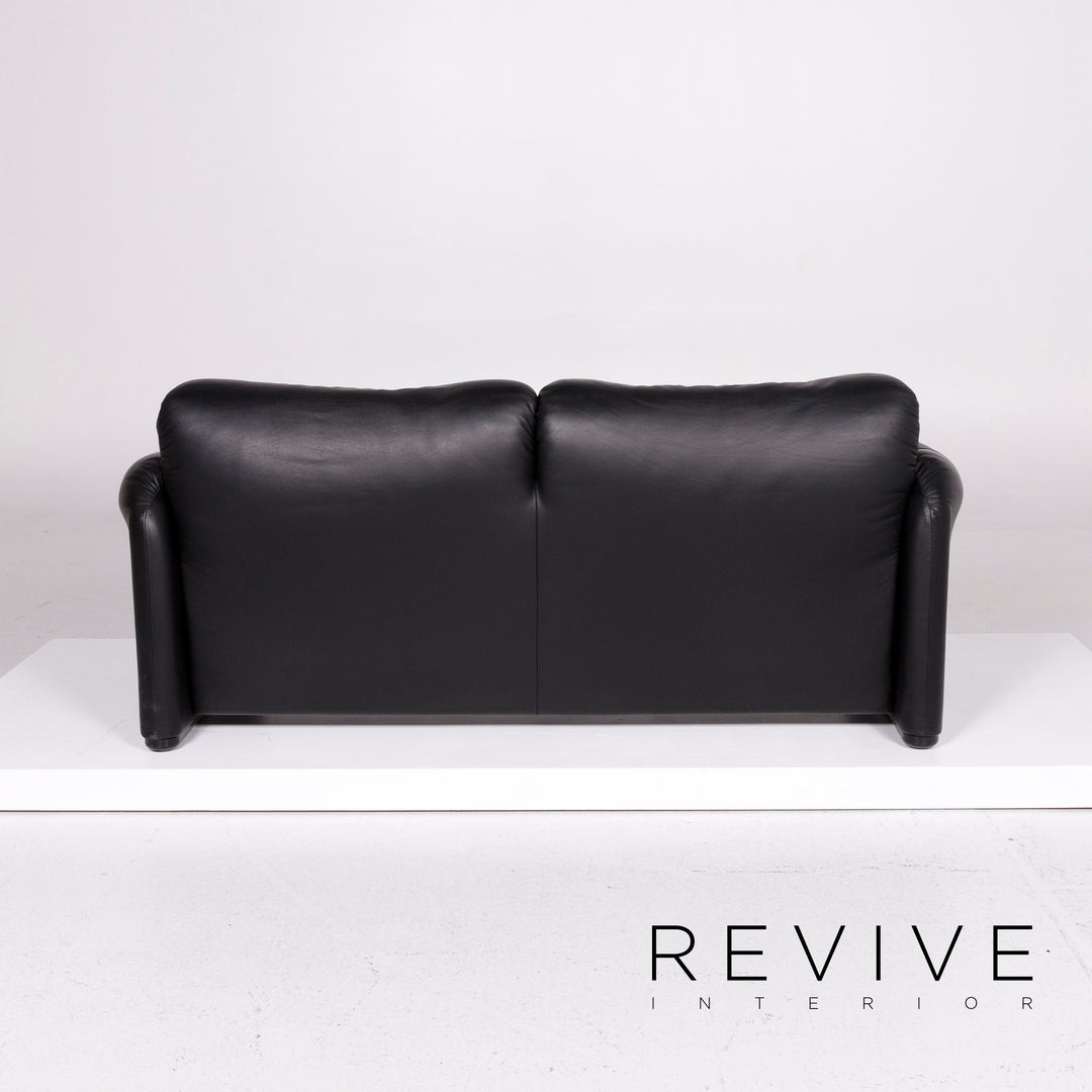 Cassina Maralunga Leder Sofa Schwarz Zweisitzer Funktion Couch #11505