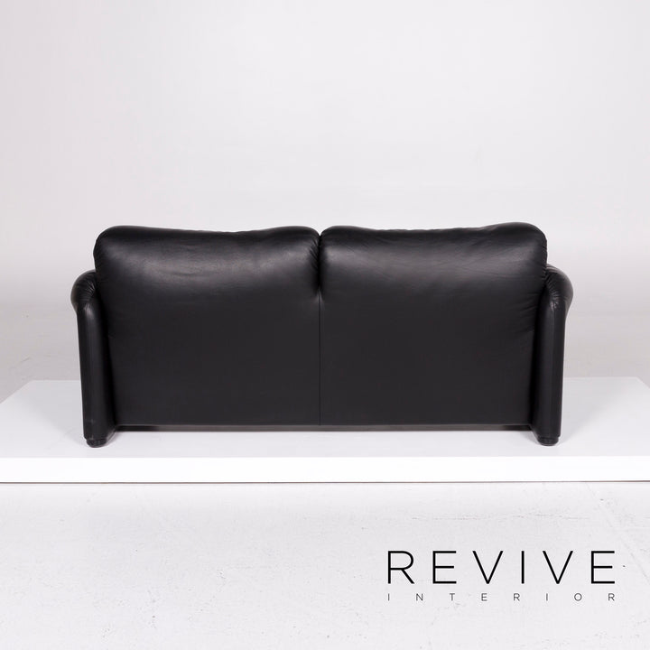 Cassina Maralunga leather sofa set black 2x two-seater 1x armchair #11504