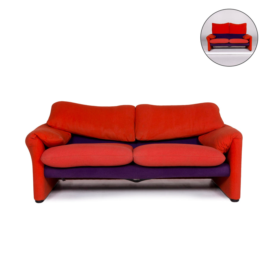 Cassina Maralunga Stoff Sofa Rot Lila Zweisitzer Funktion Couch #11197