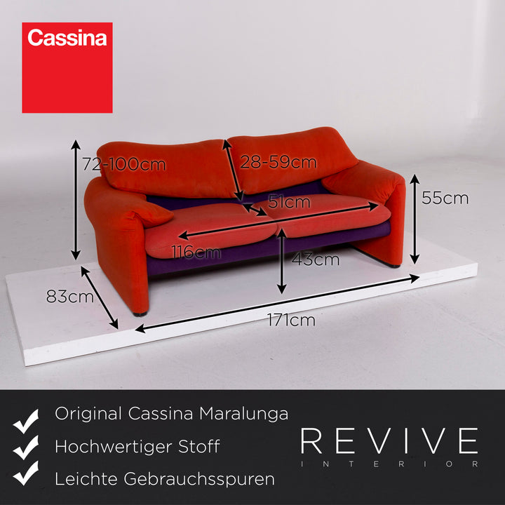 Cassina Maralunga Stoff Sofa Rot Lila Zweisitzer Funktion Couch #11197