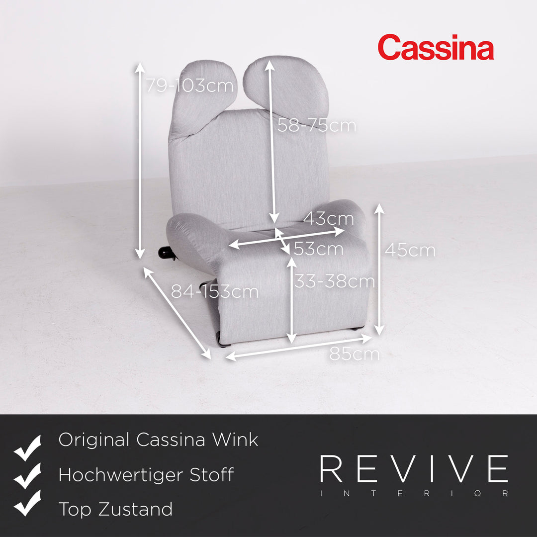 Cassina Wink Designer Stoff Sessel Grau Stuhl Liege #7960