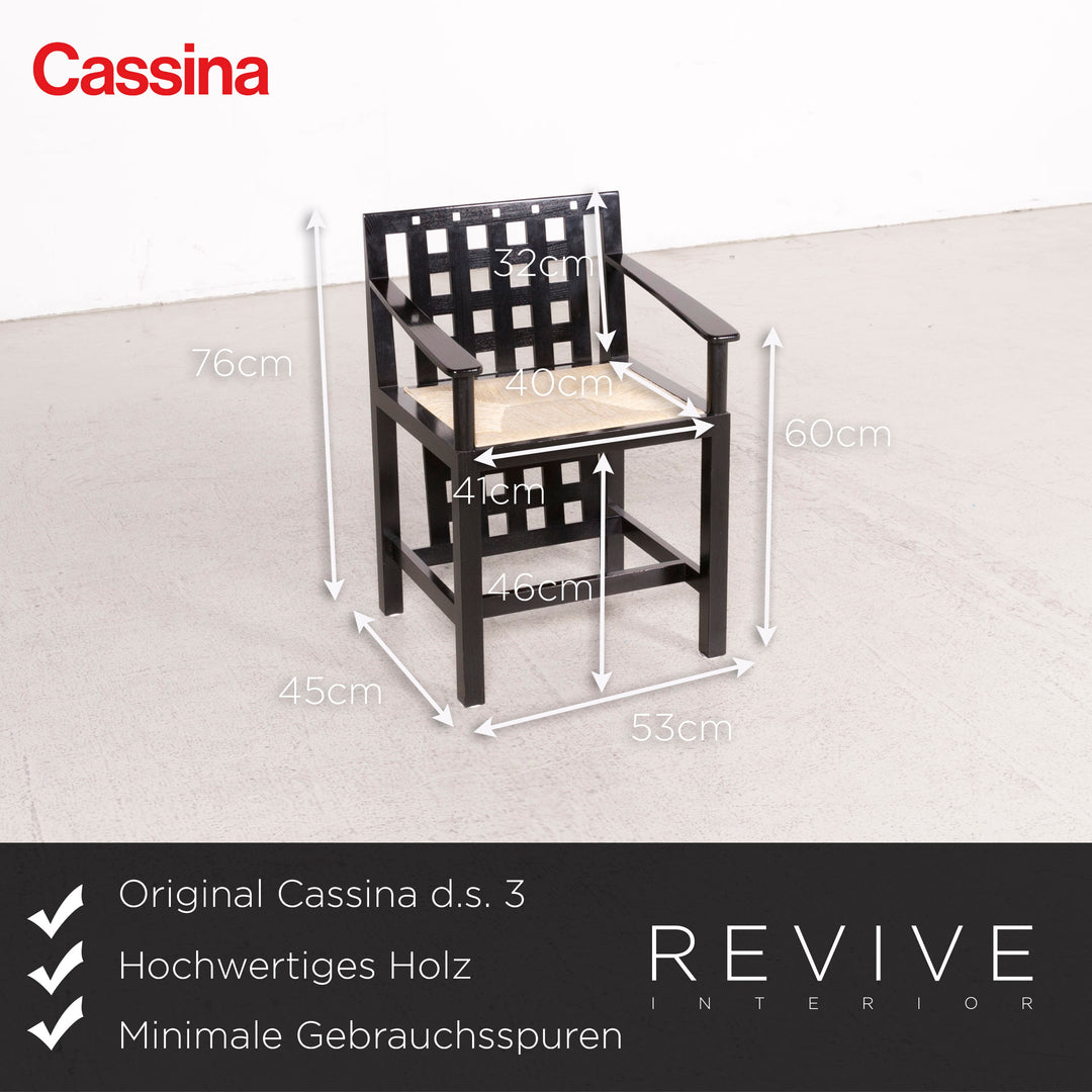 Cassina d.s. 3 Holz Stuhl Garnitur Schwarz Sessel Sechs Stück #8380