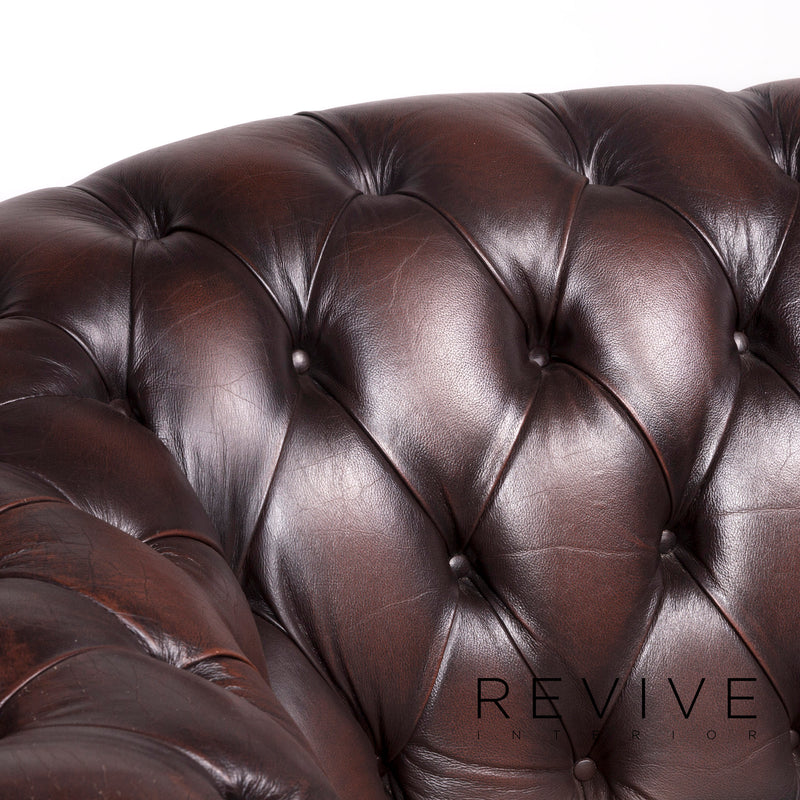 Centurion Chesterfield Leder Sofa Garnitur Braun Zweisitzer Retro 