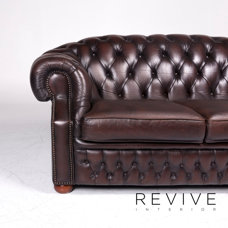 Centurion Chesterfield Leder Sofa Braun Zweisitzer Couch Retro 