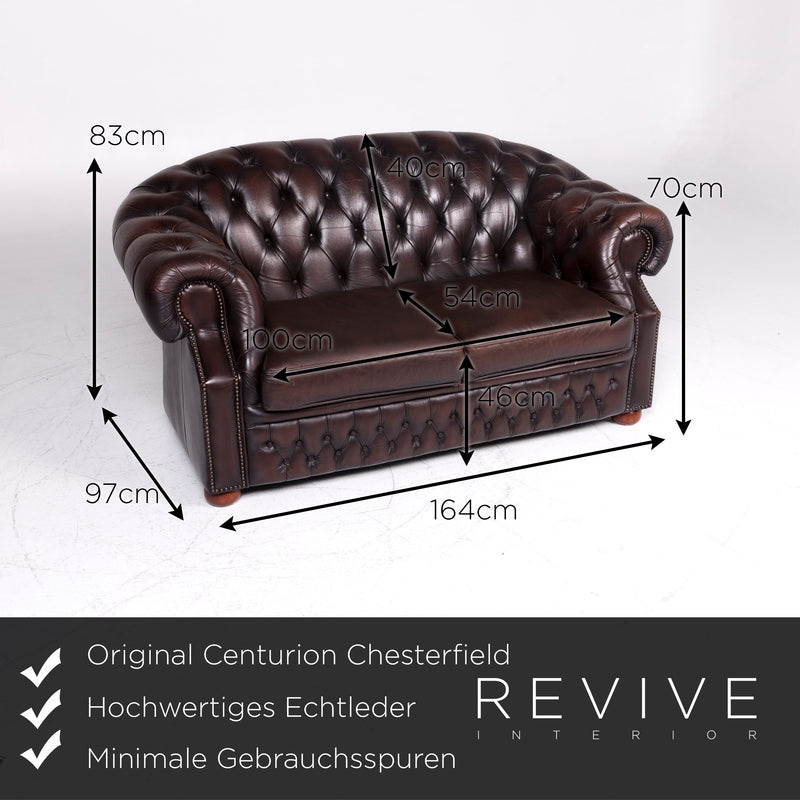 Centurion Chesterfield Leder Sofa Braun Zweisitzer Couch Retro 