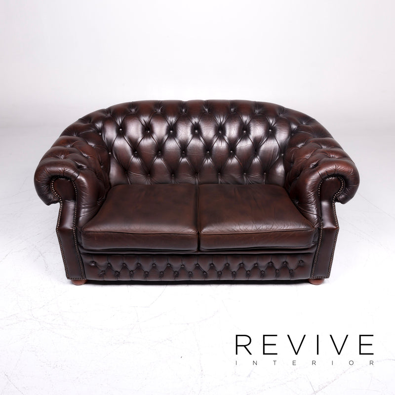 Centurion Chesterfield Leder Sofa Braun Zweisitzer Couch Retro 