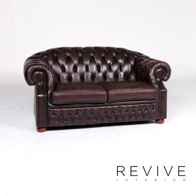 Centurion Chesterfield Leder Sofa Garnitur Braun Zweisitzer Retro #9270