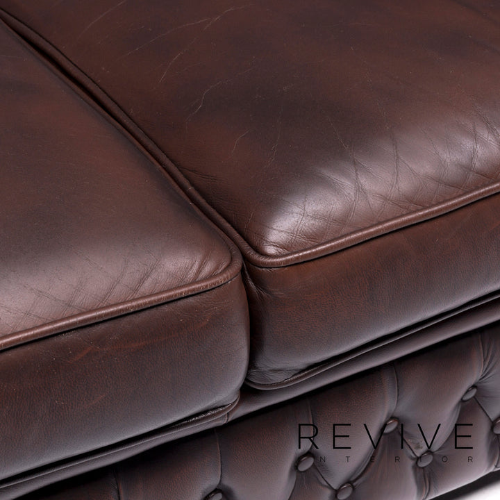 Centurion Chesterfield Leder Sofa Braun Zweisitzer Couch Retro #9122