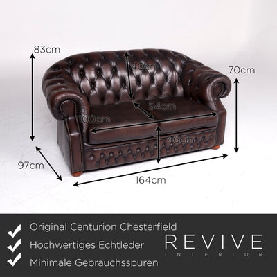 Centurion Chesterfield Leder Sofa Garnitur Braun Zweisitzer Retro #9270