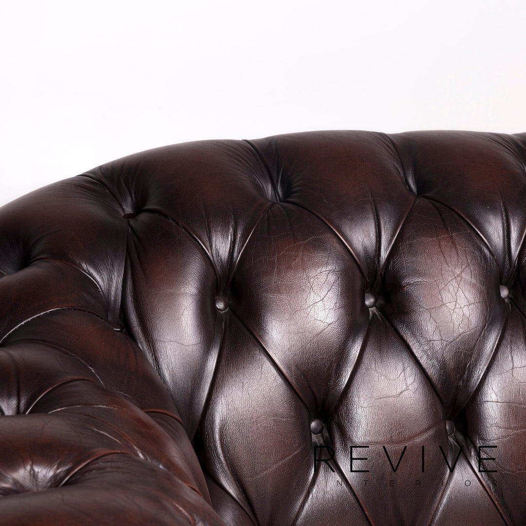 Centurion Chesterfield Leder Sofa Braun Zweisitzer Couch Retro #9123