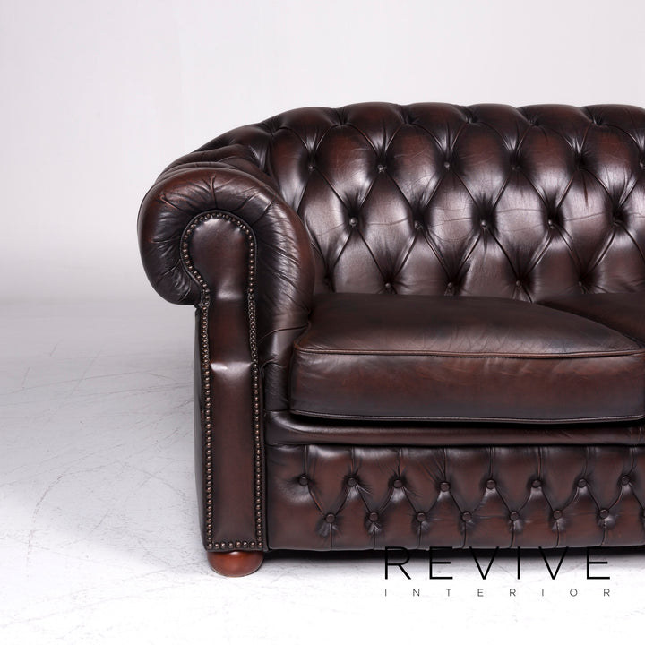 Centurion Chesterfield Leder Sofa Braun Zweisitzer Couch Retro #9123
