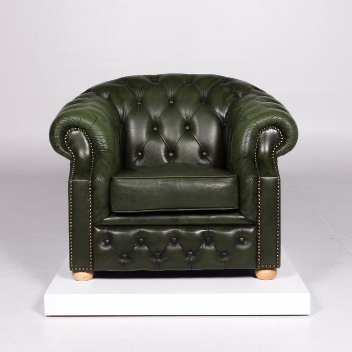 Centurion Leder Sessel Garnitur Chesterfield Grün #10877
