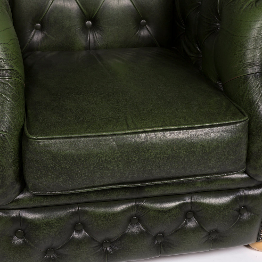 Centurion Leder Sessel Garnitur Chesterfield Grün #10877
