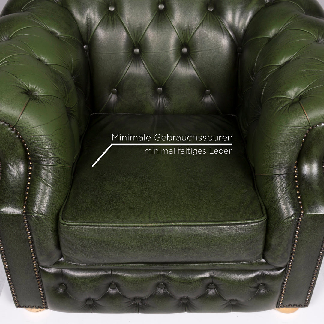 Centurion Leder Sessel Garnitur Chesterfield Grün #10877