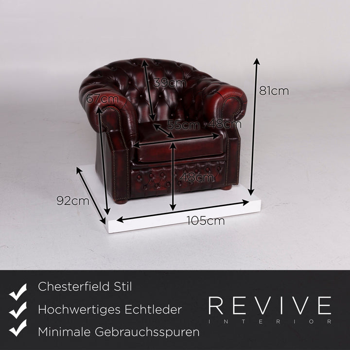 Centurion Leder Sessel Garnitur Rot #11466