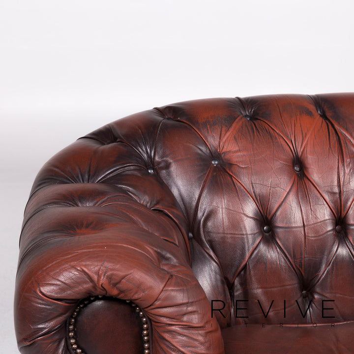 Centurion Leder Sofa Braun Dreisitzer Chesterfield #10477