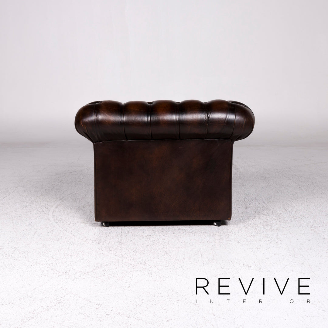 Chesterfield Leather Armchair Brown Retro #9707