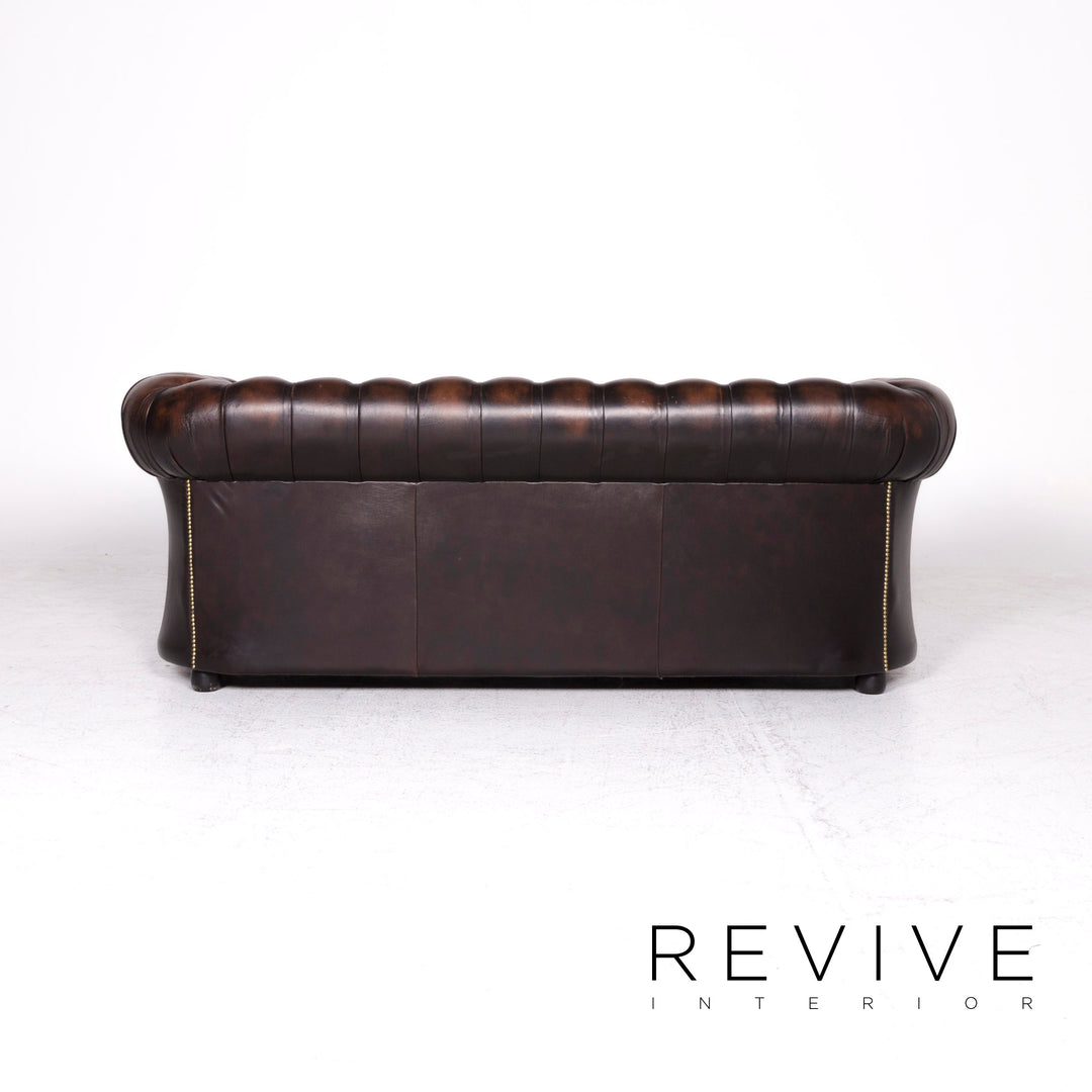 Chesterfield Designer Leder Sofa Garnitur Braun Dreisitzer #8990