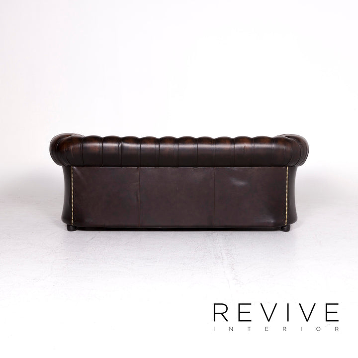 Chesterfield Designer Leder Sofa Garnitur Braun Dreisitzer #8990