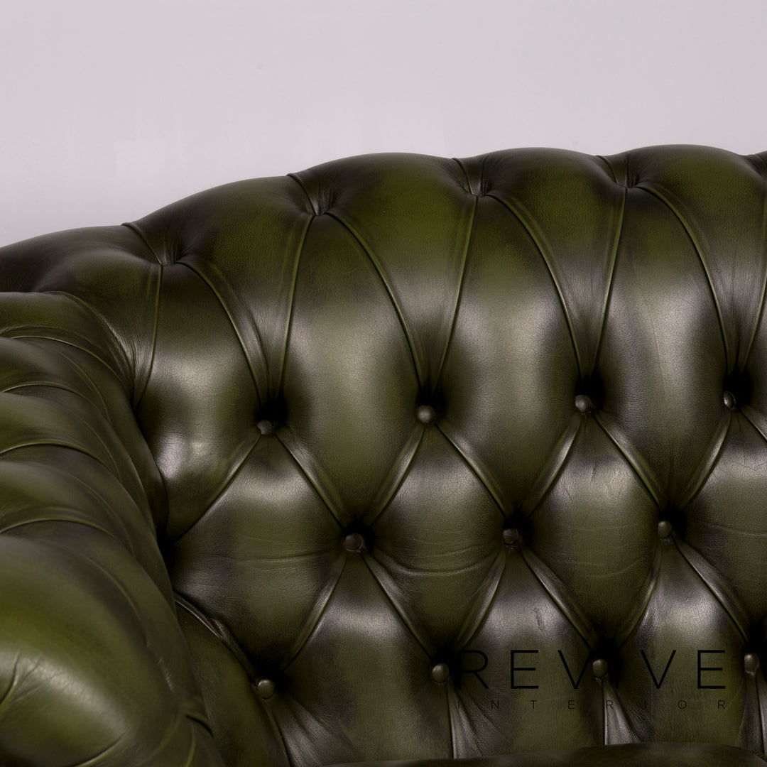 Chesterfield Leder Sofa Grün Zweisitzer Retro Couch #9621