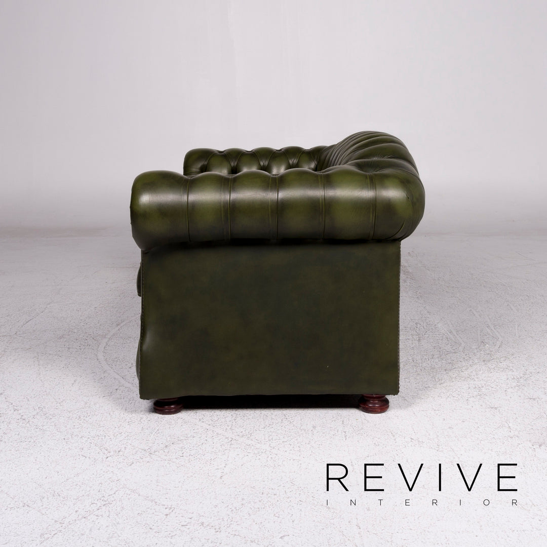 Chesterfield Leder Sofa Grün Zweisitzer Retro Couch #9621
