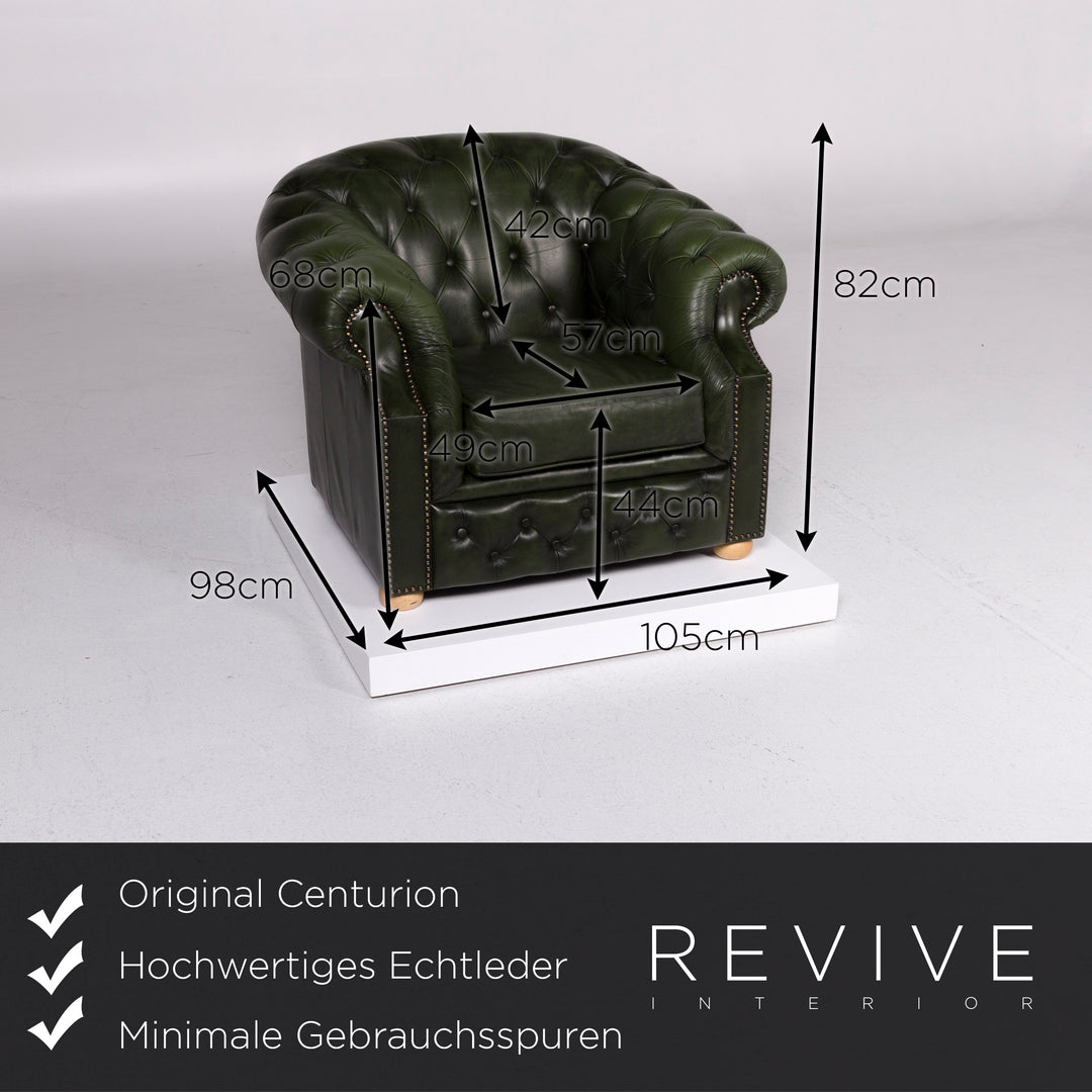Centurion Leder Sessel Garnitur Chesterfield Grün #10877