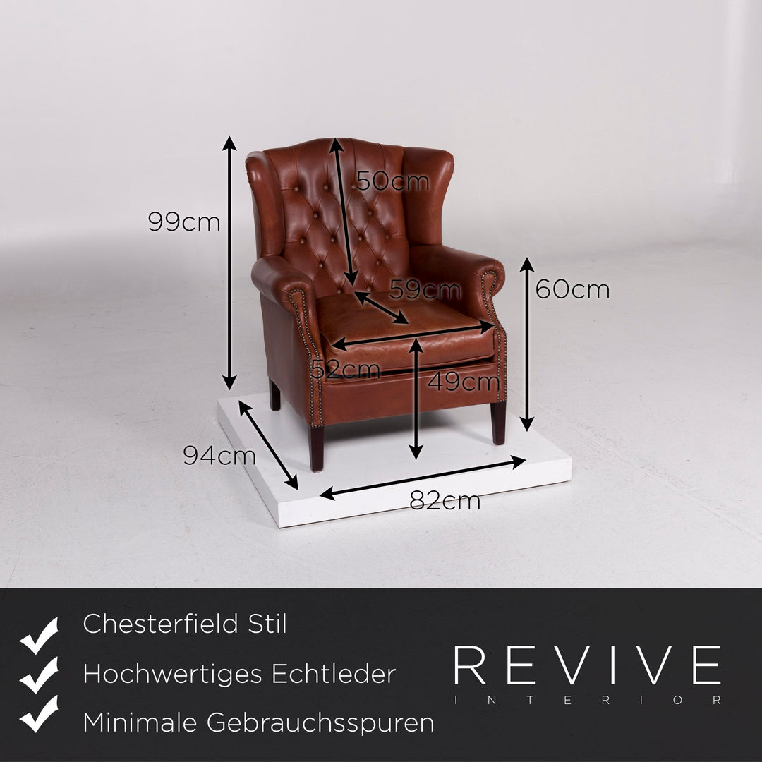 Ensemble canapé Chesterfield en cuir 1x trois places, 1x deux places, 1x fauteuil, 1x tabouret #11348
