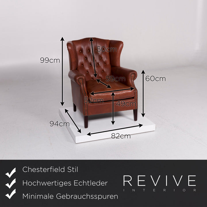 Ensemble canapé Chesterfield en cuir 1x trois places, 1x deux places, 1x fauteuil, 1x tabouret #11348