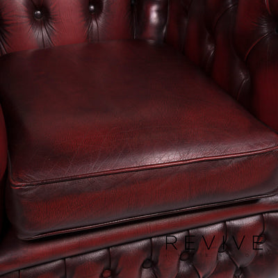 Chesterfield Leder Sessel Rot Weinrot Retro #11675