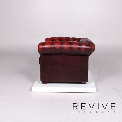 Chesterfield Leder Sessel Rot Weinrot Retro #11675