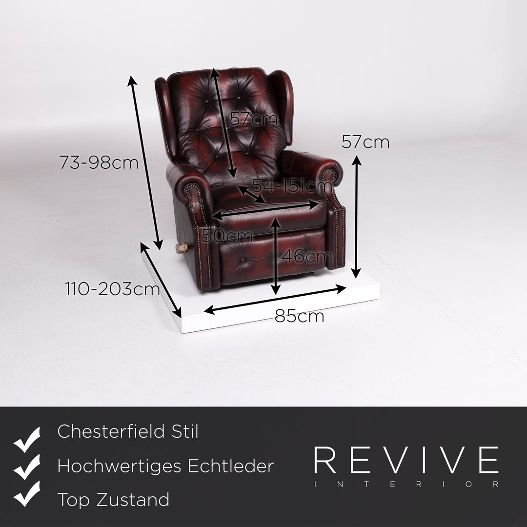 Fauteuil Chesterfield en cuir rouge avec fonction relaxation #10729