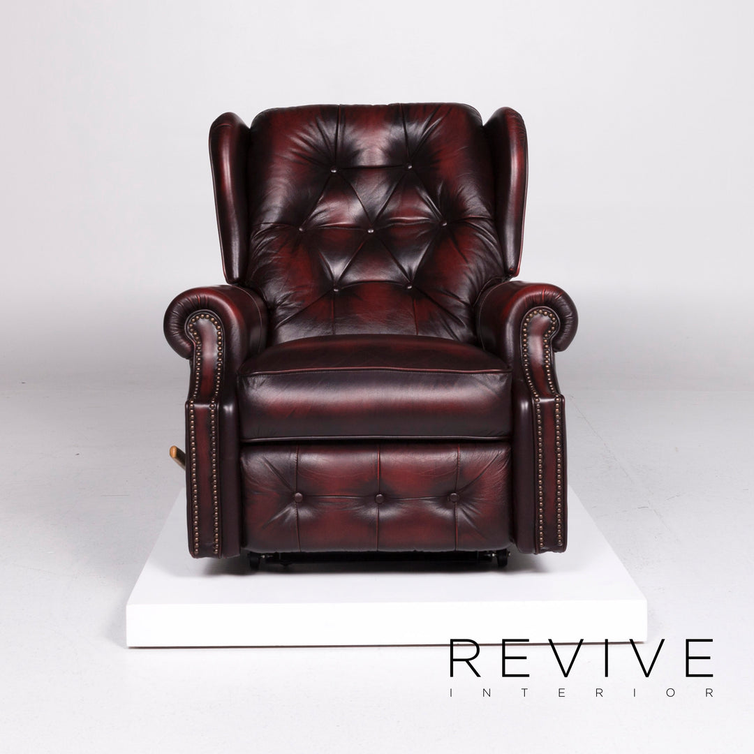 Fauteuil Chesterfield en cuir rouge avec fonction relaxation #10729