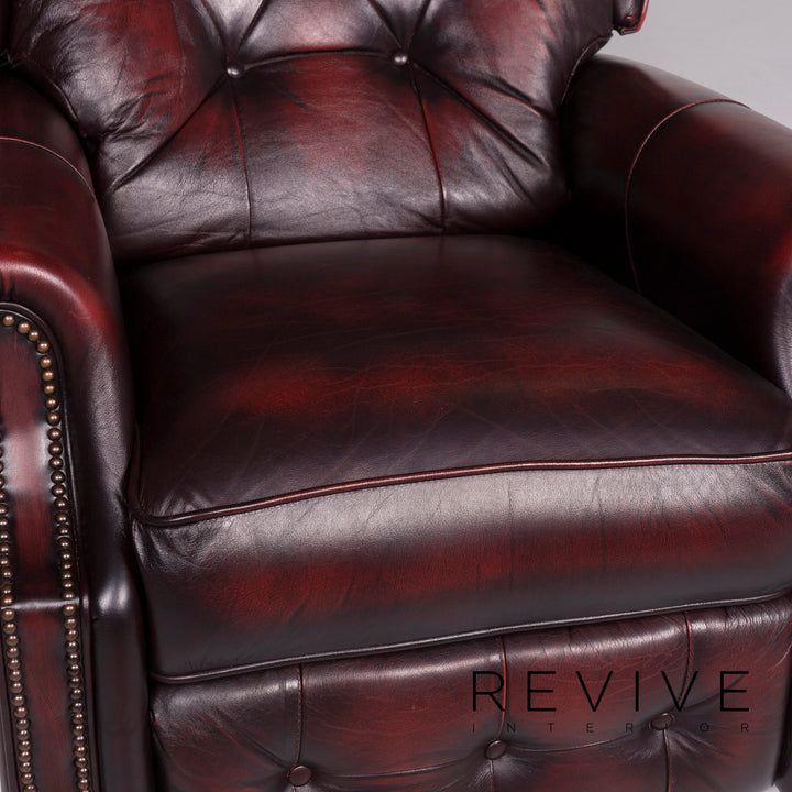 Fauteuil Chesterfield en cuir rouge avec fonction relaxation #10729
