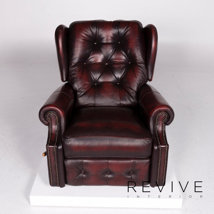 Fauteuil Chesterfield en cuir rouge avec fonction relaxation #10729