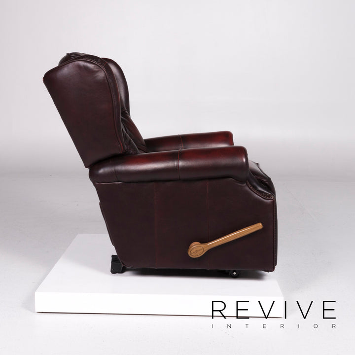 Fauteuil Chesterfield en cuir rouge avec fonction relaxation #10729